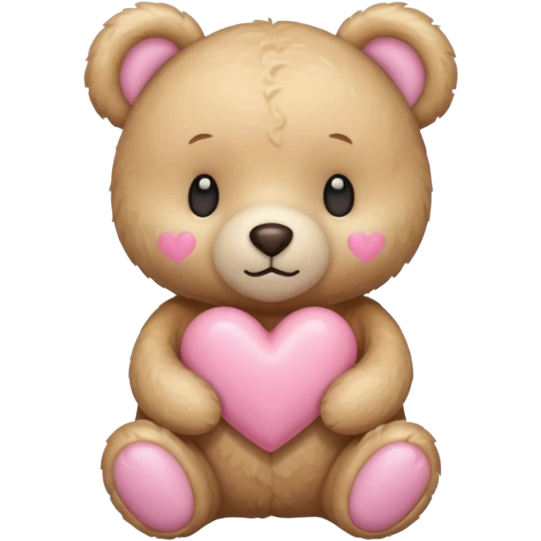 beige teddy bear and a pink pastel heart emoji