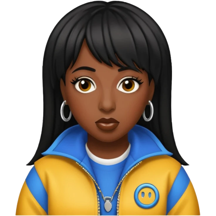 Missy Elliott with black hair emoji