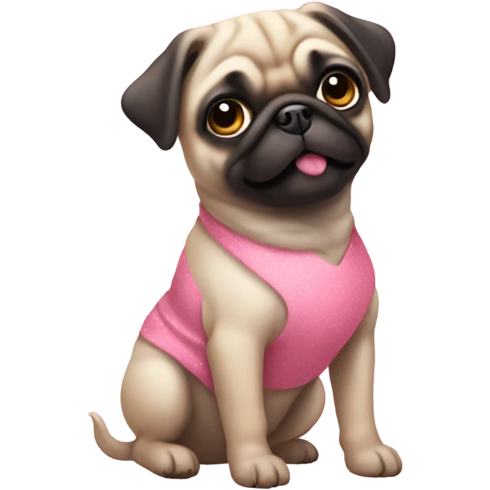 pug puppy with pink dress emoji