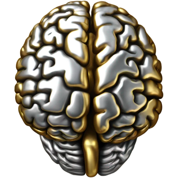 Gold and silver metallic brain  emoji