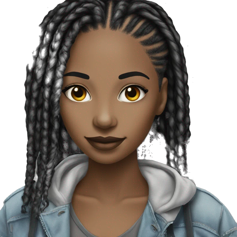 Black woman with split dye black and white faux loc hair  emoji
