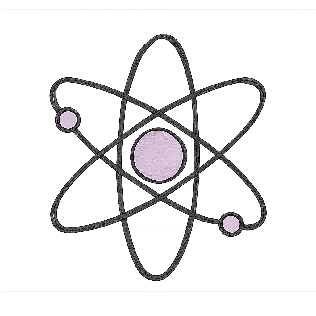 an atom with lavender-pink colors emoji