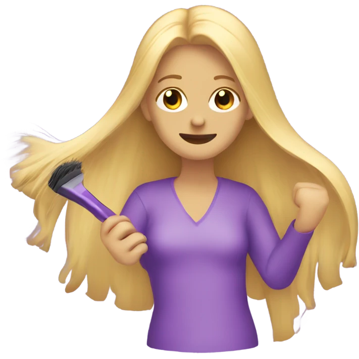 A purple human brushing their long blonde hair emoji