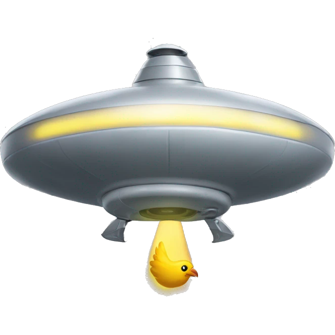 gray flying saucer with light on with a chicken inside emoji