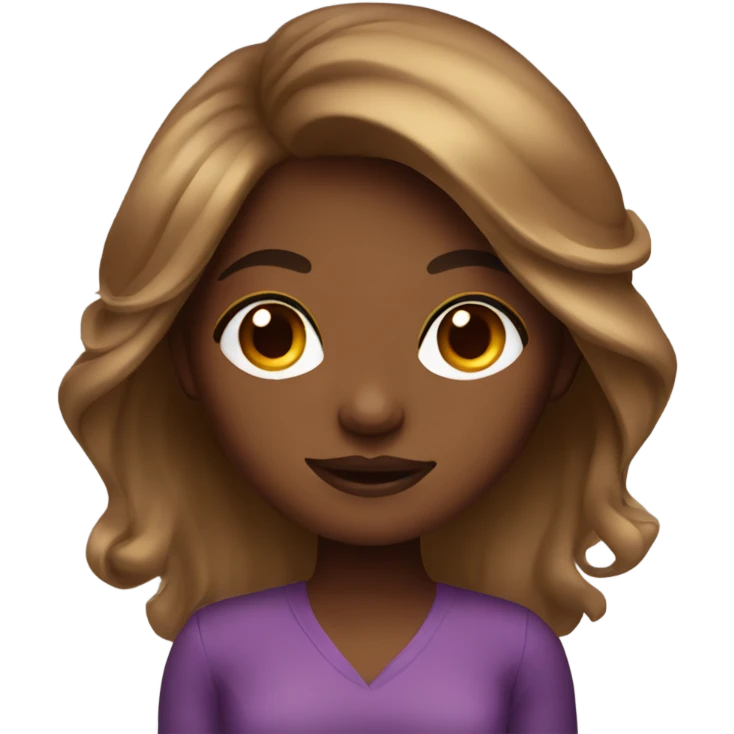 Brown skin girl with long blow out hair emoji