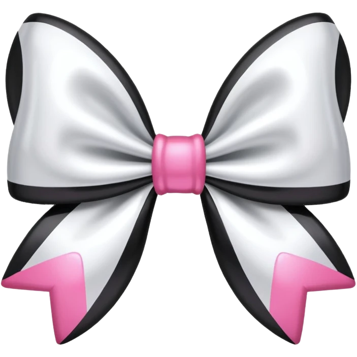 Metallic White bow with pink and black hearts  emoji