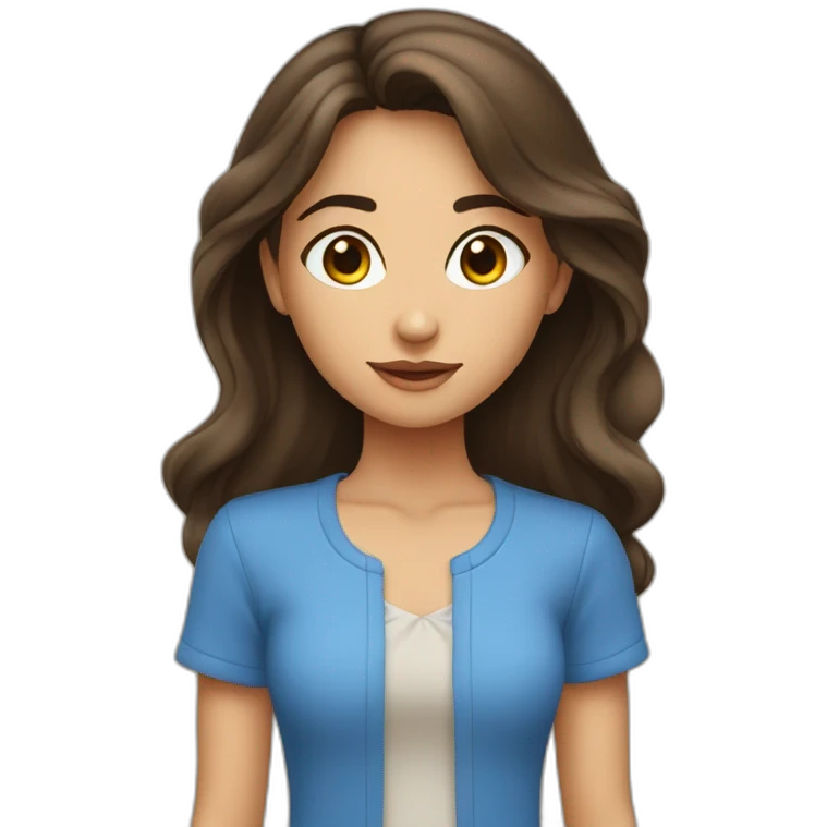fille brune aux yeux bleu emoji