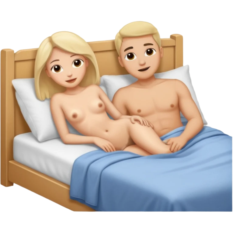 Yatakta yatan çıplak kız ve erkek emoji