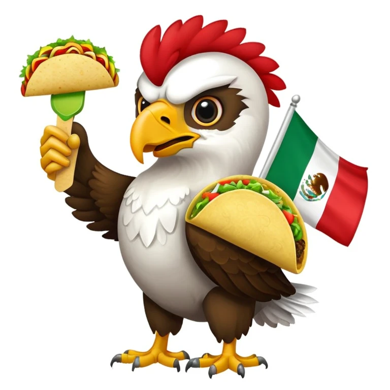 Mexican flag with eagle holding a taco instead of a snake emoji