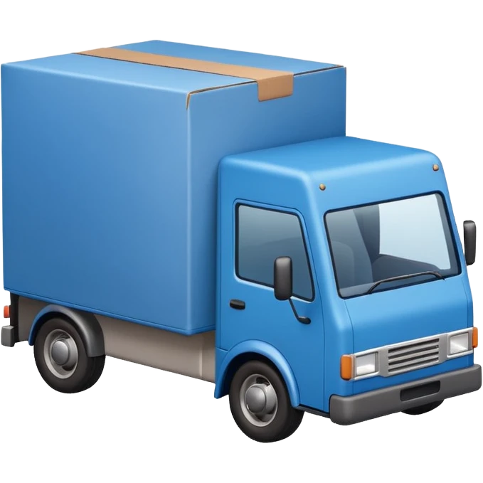 emoji of delivery truck nearby a packaging box emoji