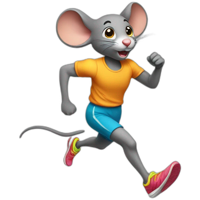 mouse dressed in running clothes running like a human emoji