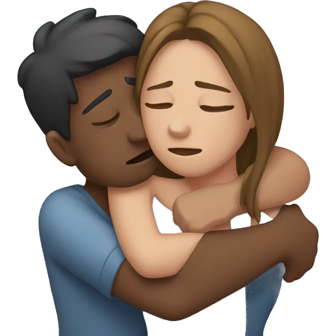 Crying and hugging girlfriend  emoji