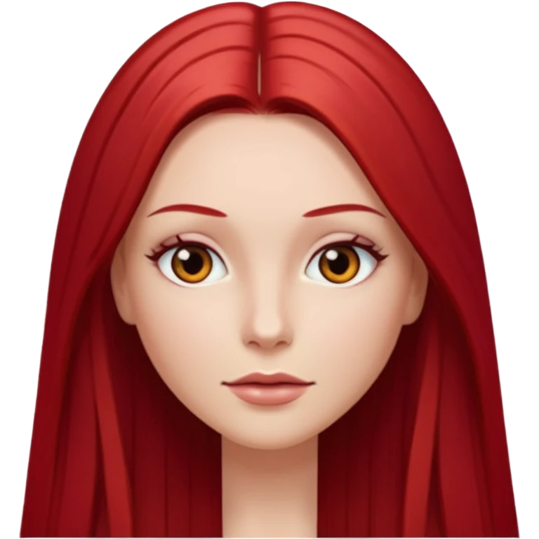 white woman cherry red long straight hair parted middle emoji