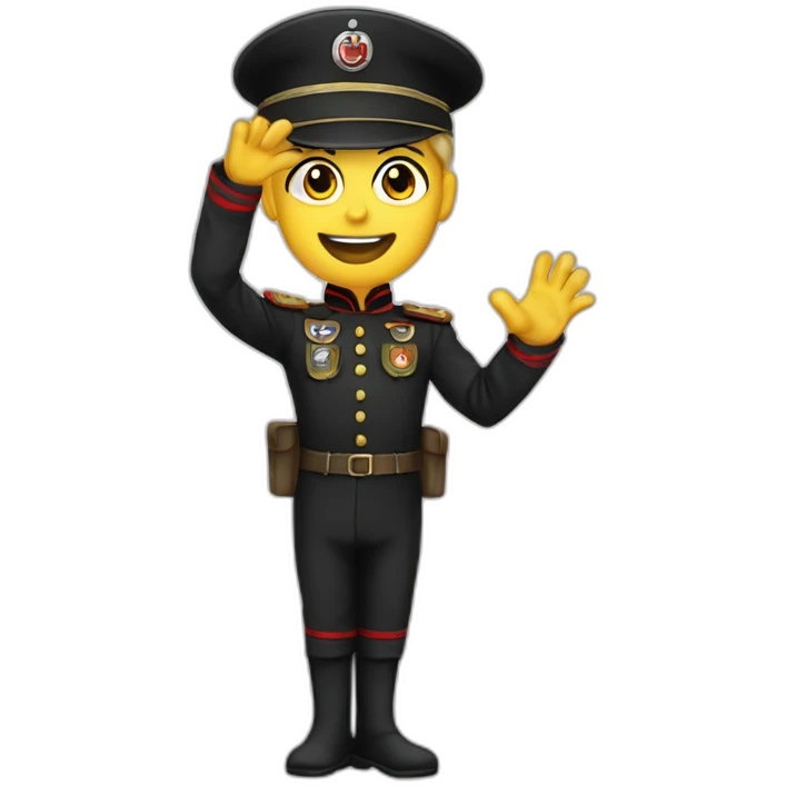 halloween hittler costume in german uniform waving hello emoji