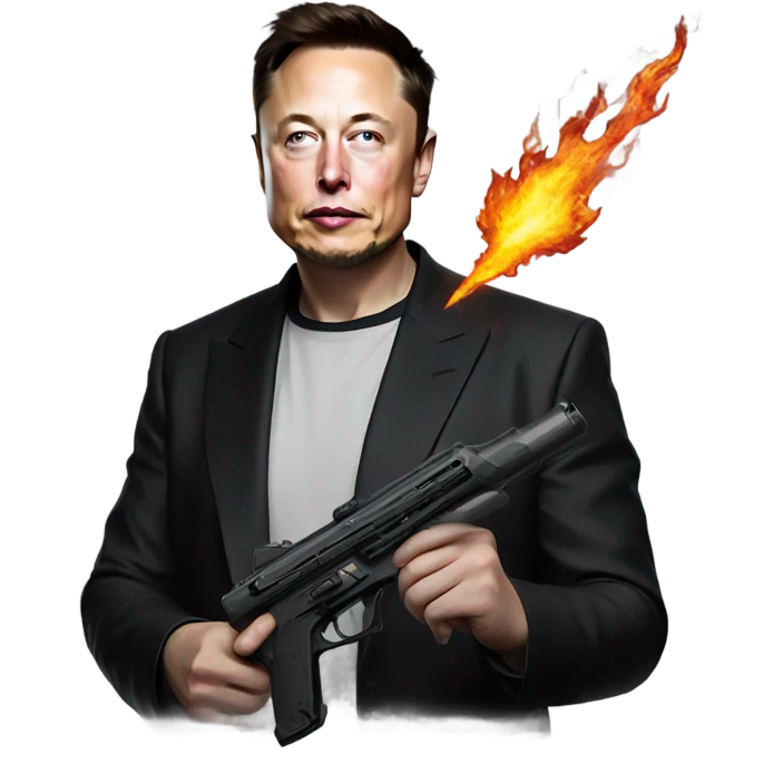 Elon Musk Holding Fire Gun emoji