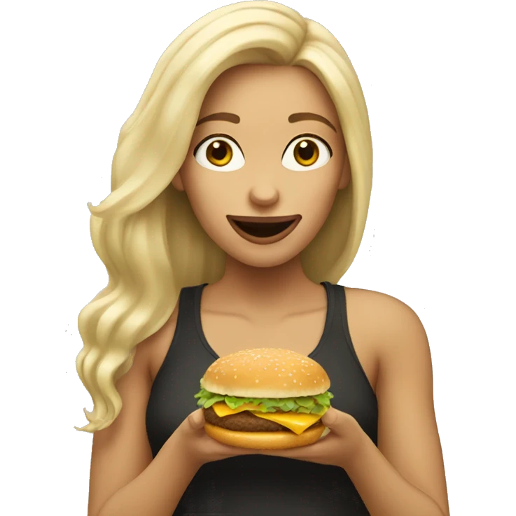 blonde girl eating mcdonalds emoji