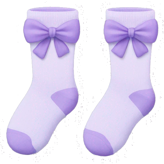 Pastel lavander socks with little bow on top emoji