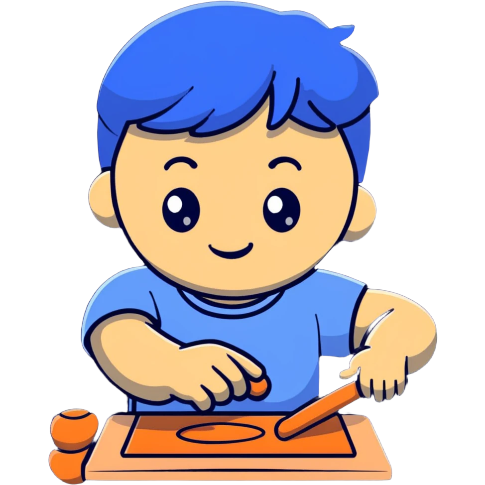 child playing with modeling clay emoji