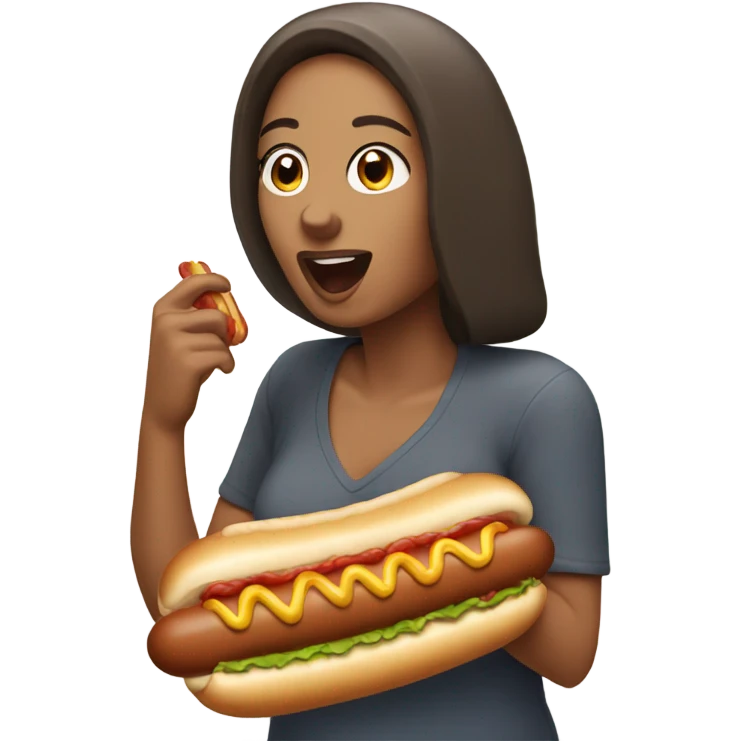 Woman eating hotdog emoji