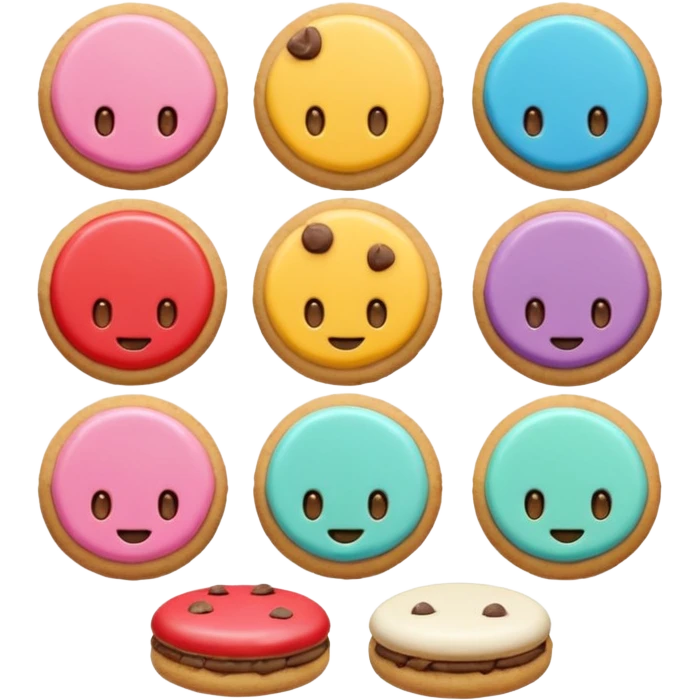 Colorful delicious pastel light whitish cookies emoji