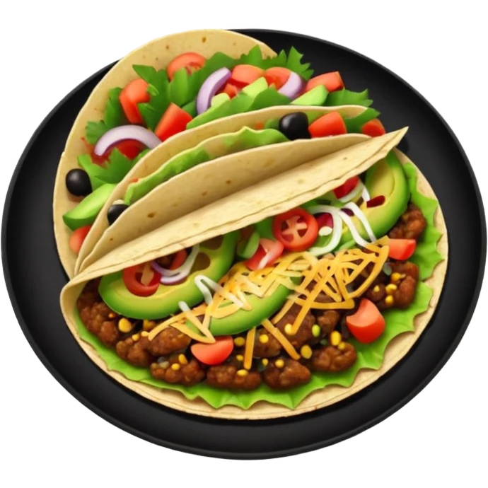 Taco on a black plate,nice  emoji