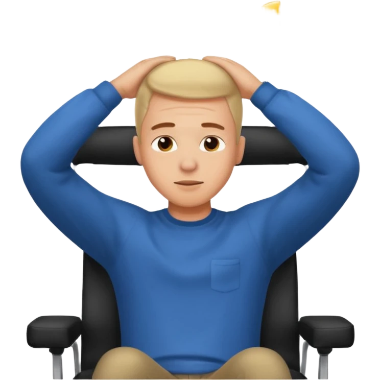 Regular emoji with guy with hands on back of head leaning back in chair watching YouTube  emoji