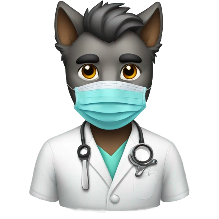 Barber wolf with surgeon mask emoji