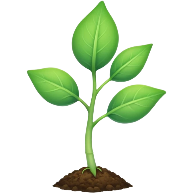 Minimalist sprout with two leaves, gentle green gradient, symbolizing personal growth and new beginnings. emoji