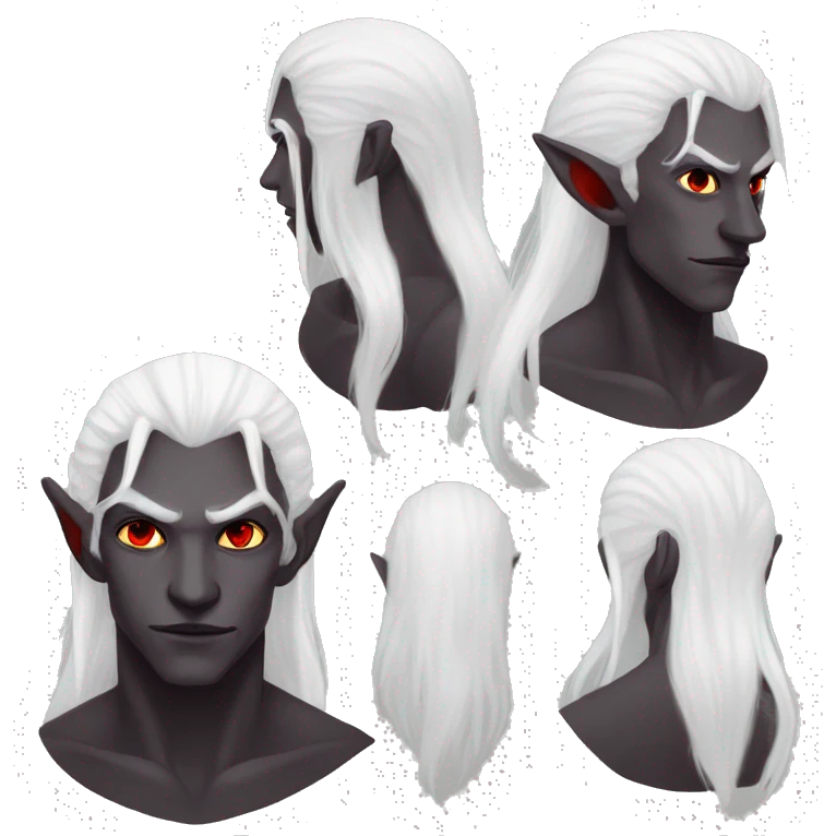 Drow male elf long white hair red eyes emoji