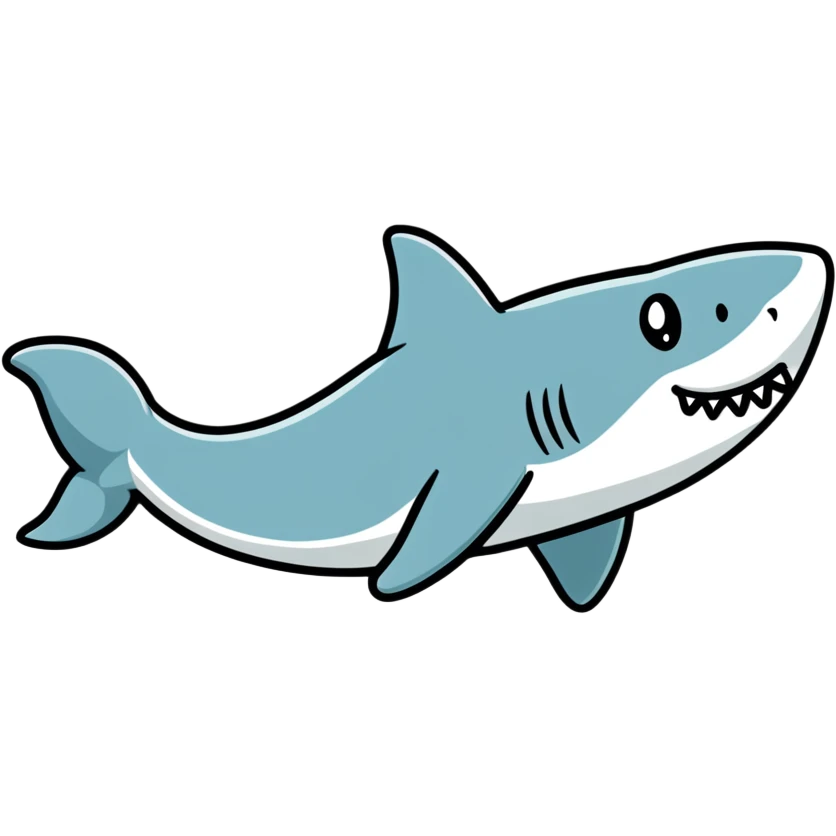 playful shark wearing Air Jordans on its fins and back fin emoji