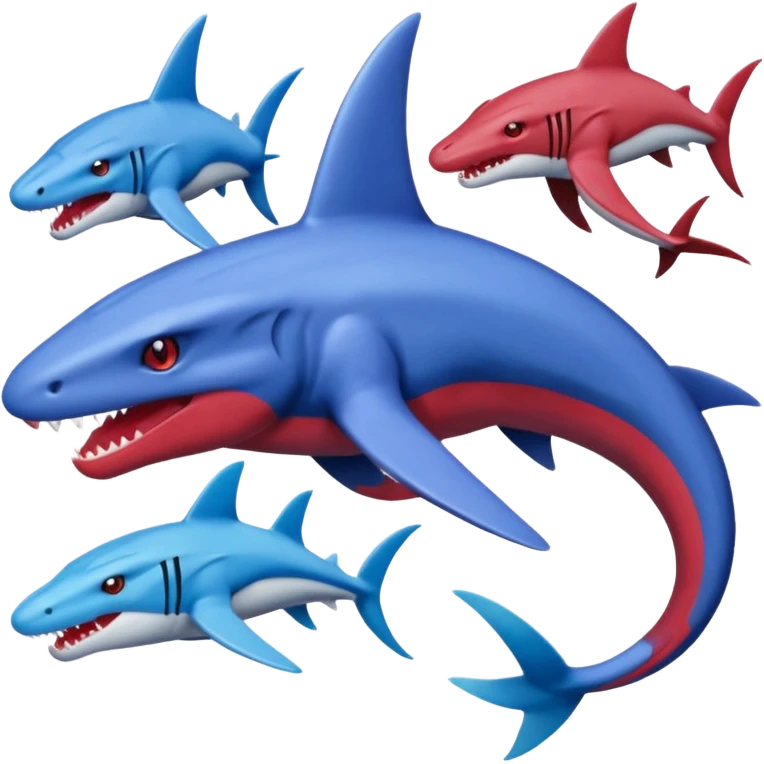 Genesect-Garchomp-Koraidon-Salamence-Latios-Sharpedo-fusion emoji