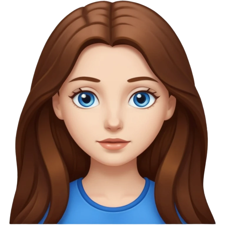 White girl with long brown hair blue eyes  emoji