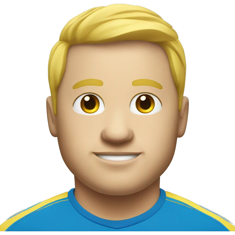 White face man Fat soccer player in yellow shirt and blue shorts and blue socks emoji