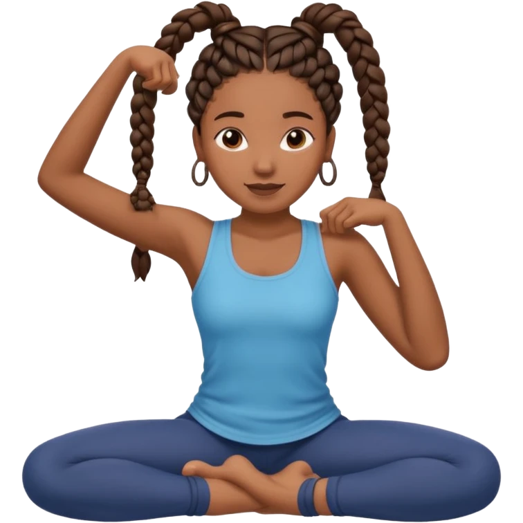 Black girl with braids stretching her body, simple and expressive emoji