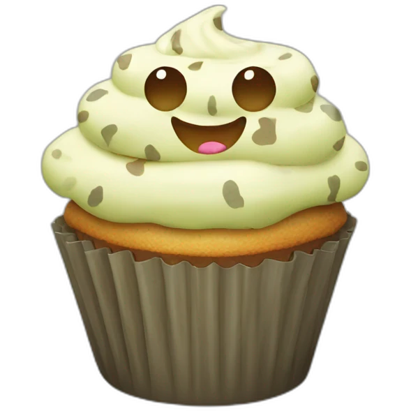 Happy cupcake with camouflage icing emoji