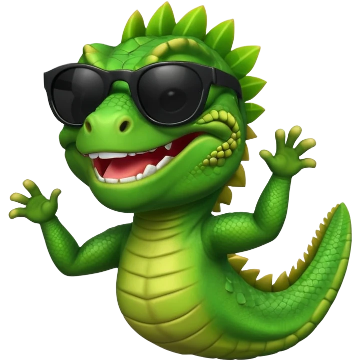 capitalist iguana head with black sunglasses dancing emoji