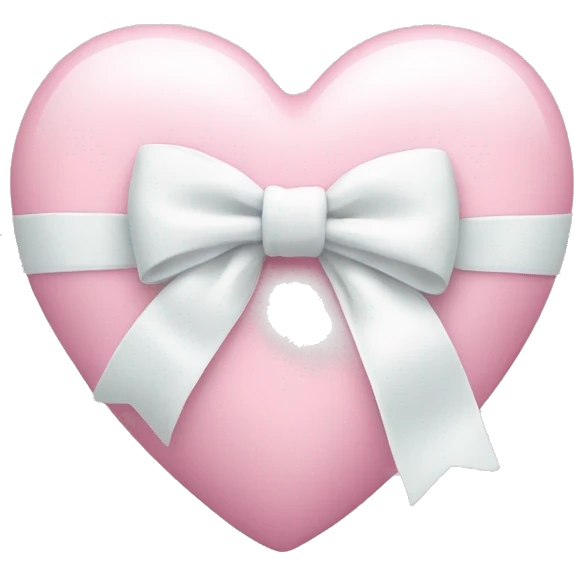 Pastel pink heart with white bow emoji