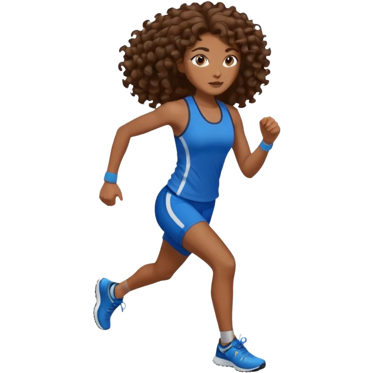 Treino de corrida feminino morena cacheada cabelos longos emoji