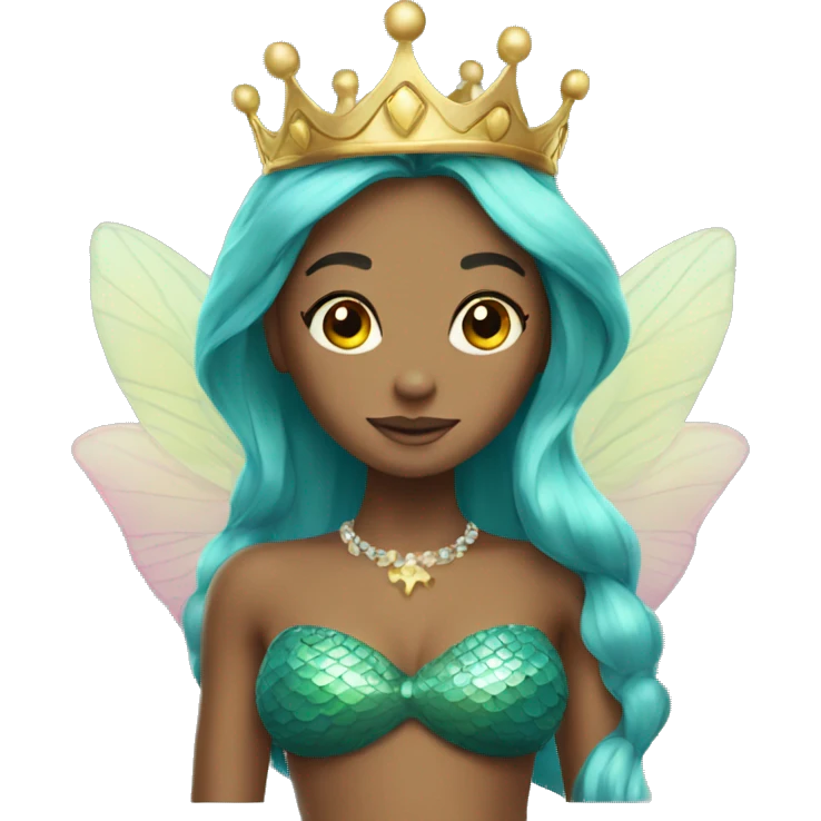 Mermaid fairy wearing a crown emoji