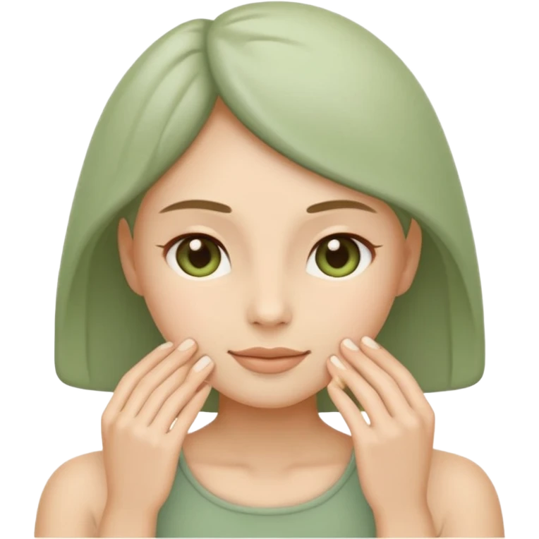 Minimal wellness emoji representing tighter skin and firmness,
subtle lifting effect, smooth contours, calm and natural,
no beauty or cosmetic symbols, soft sage green color palette emoji