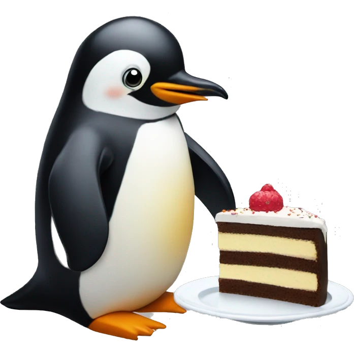 Penguin eating a cake  emoji