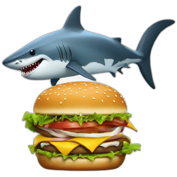 Un requin qui mange un burger et danse emoji