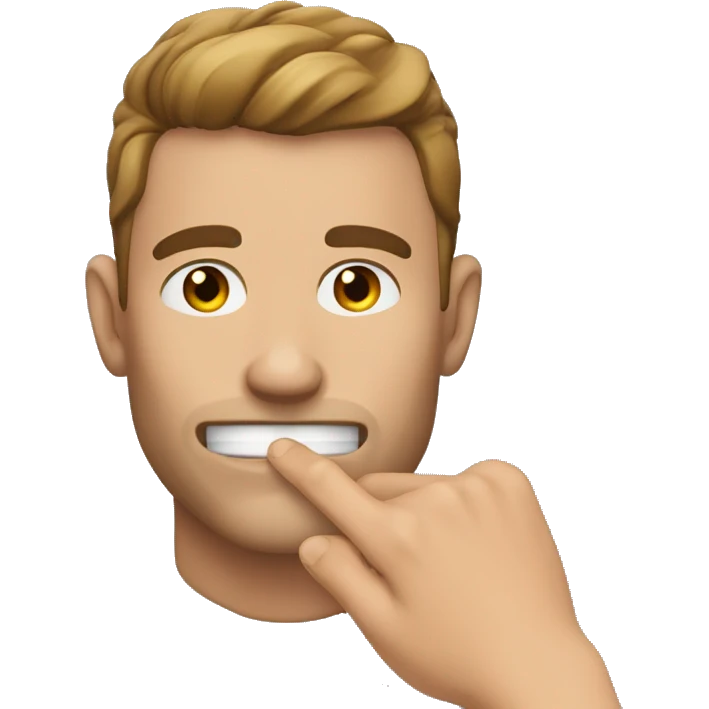 mans jawline with hand, only one finger touching the jawline emoji