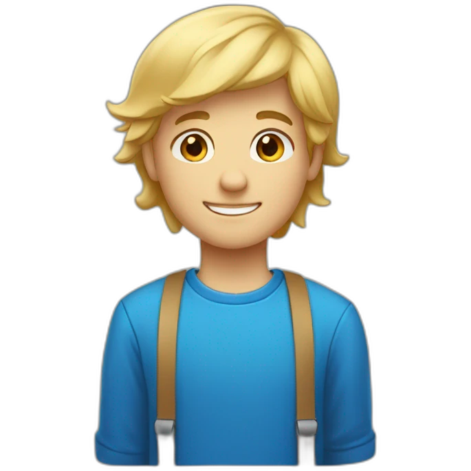 garçon 13ans cheuveux blond yeux bleu et souriant emoji