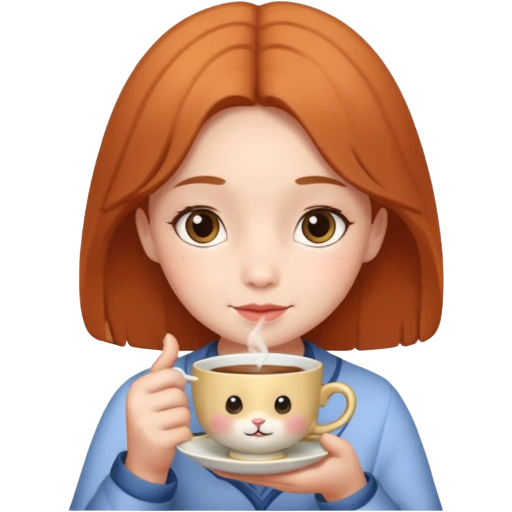 Labubu holding a teacup, charming and clear emoji
