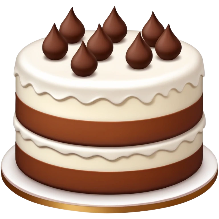 White cake with brown chocolate emoji