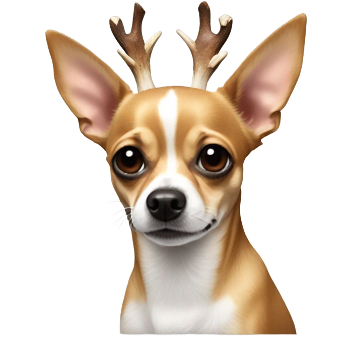 Chihuahua with Jack Russel coloring with rained deer antler headband emoji