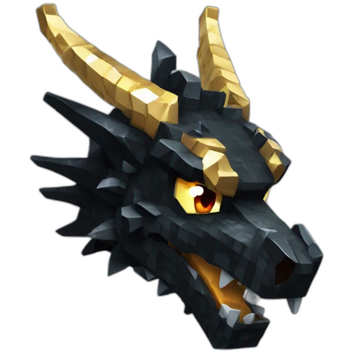 Minecraft Glitter Black Dragon Head With Diamond Horn emoji