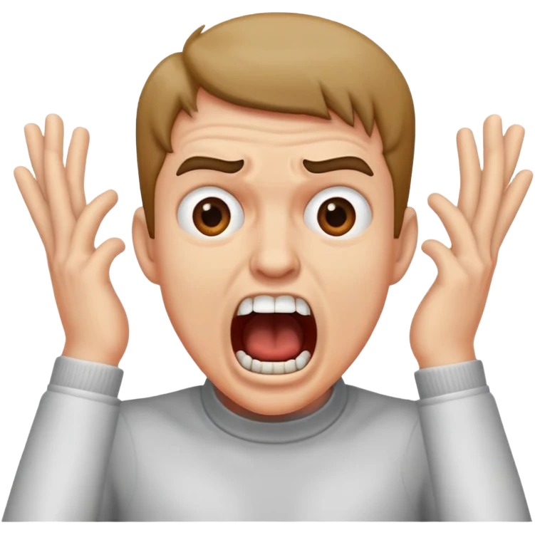 emoji with screaming face and hands crossing over throat guy emoji