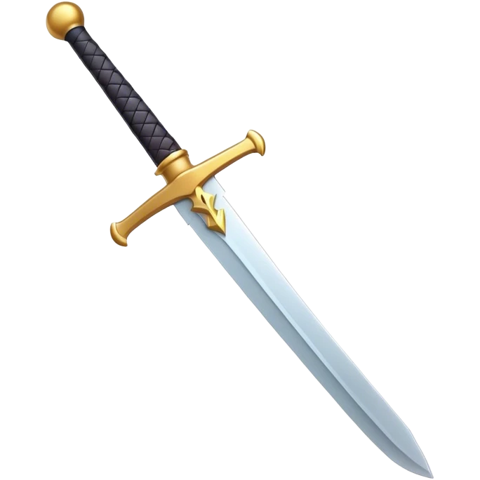 Clash of Clans aesthetic: Cinematic Playful Pixel 3D Sword Emoji, rendered in a 3D vector-style similar to standard emojis with minimal shading and bold, simplified shapes. A compact, distinct form with signature details, softly glowing with a pixelated adventure charm. Simplified yet unmistakably iconic, highly detailed and consistent, glowing with a soft radiance and high shine. Stylized with a touch of classic pixel-art charm and a soft glowing outline, capturing the essence of a beloved gaming relic with a friendly, playful manner! emoji